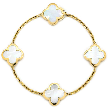 ヴァンクリーフアーペル Van Cleef & Arpels ピュアアルハンブラ 4モチーフ VCARA36300 ホワイト×イエローゴールド K18YG マザーオブパール ブレスレット 750YG 18K 18金