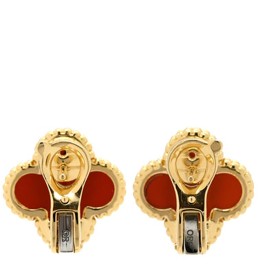 ヴァンクリーフアーペル Van Cleef & Arpels ヴィンテージ アルハンブラ 赤×イエローゴールド K18YG カーネリアン ピアス Au750 18K 18金 クローバー