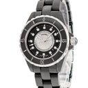 腕時計 シャネル CHANEL J12 H2122 クオーツ レディース 純正ダイヤ パヴェ 黒 ラウンド 回転ベゼル