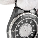 腕時計 シャネル CHANEL J12 H2122 クオーツ レディース 純正ダイヤ パヴェ 黒 ラウンド 回転ベゼル