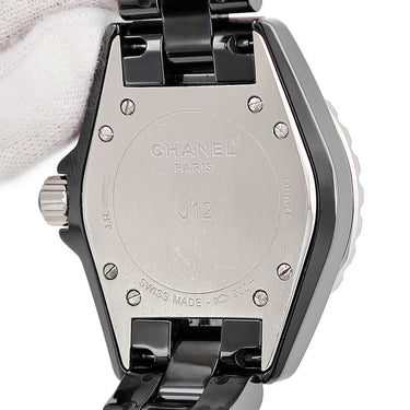 腕時計 シャネル CHANEL J12 H2122 クオーツ レディース 純正ダイヤ パヴェ 黒 ラウンド 回転ベゼル