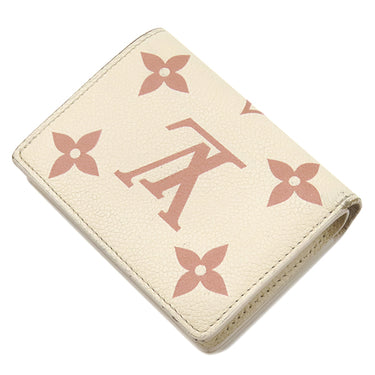 ルイヴィトン LOUIS VUITTON ポルトフォイユ クレア M81927 クリーム×ローズトリアノン モノグラムアンプラント 二つ折り財布 ゴールド金具 小銭入れ