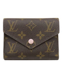 ルイヴィトン LOUIS VUITTON ポルトフォイユ ヴィクトリーヌ M62360 ローズバレリーヌ モノグラムキャンバス 三つ折り財布 ゴールド金具 コンパクト