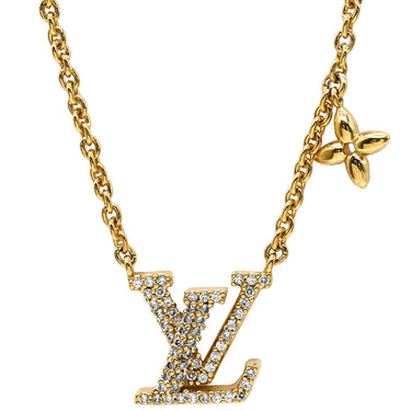 ルイヴィトン LOUIS VUITTON LV アイコニック M00596 ゴールド GP ストラス ネックレス ロゴ モノグラムフラワー LVイニシャル LVサークル