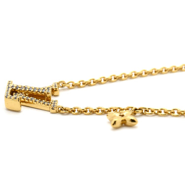 ルイヴィトン LOUIS VUITTON LV アイコニック M00596 ゴールド GP ストラス ネックレス ロゴ モノグラムフラワー LVイニシャル LVサークル