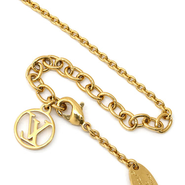 ルイヴィトン LOUIS VUITTON LV アイコニック M00596 ゴールド GP ストラス ネックレス ロゴ モノグラムフラワー LVイニシャル LVサークル