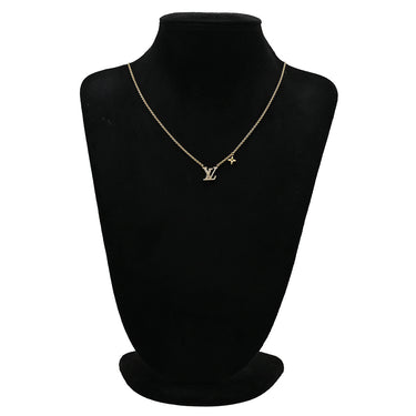 ルイヴィトン LOUIS VUITTON LV アイコニック M00596 ゴールド GP ストラス ネックレス ロゴ モノグラムフラワー LVイニシャル LVサークル