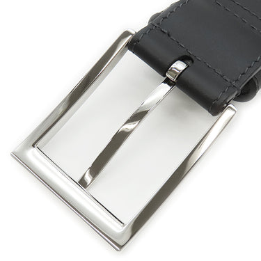 ルイヴィトン Louis Vuitton LV シティ ピン 35MM 95/38 M0542 ブラック レザー ベルト シルバー金具 黒 サンチュール カット済