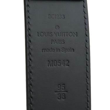 ルイヴィトン Louis Vuitton LV シティ ピン 35MM 95/38 M0542 ブラック レザー ベルト シルバー金具 黒 サンチュール カット済