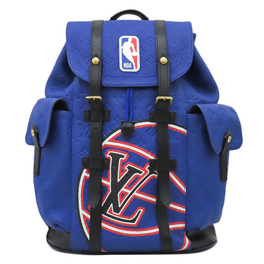 ルイヴィトン LOUIS VUITTON クリストファー MM M21104 ブルー レザー トリヨンレザー リュック・デイパック ゴールド金具 NBAコラボ LV バスケットボール