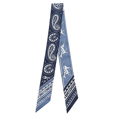 エルメス HERMES ツイリー ブルージーン×マリン×ホワイト シルク スカーフ 新品 未使用 【CHEVAL DE COEUR BANDANA/シュヴァル ドゥ クール バンダナ】