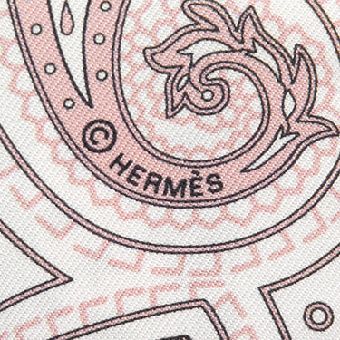 エルメス HERMES ツイリー ブラック×ホワイト×ヴューローズ シルク スカーフ 新品 未使用 【シュヴァル ドゥ クール バンダナ】