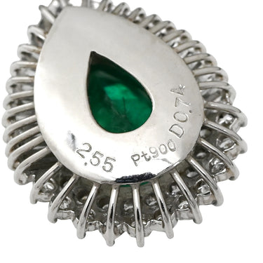 ノンブランド NON BRAND エメラルド 2.55ct ダイヤ ペンダント プラチナシルバー Pt950 エメラルド ダイヤモンド Pt850(チェーン) ネックレス 緑 ペアシェイプカット デザインチェーン プラチナ