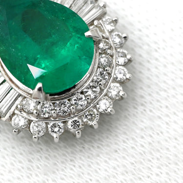 ノンブランド NON BRAND エメラルド 2.55ct ダイヤ ペンダント プラチナシルバー Pt950 エメラルド ダイヤモンド Pt850(チェーン) ネックレス 緑 ペアシェイプカット デザインチェーン プラチナ