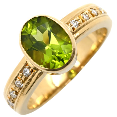 タサキ TASAKI ペリドット ダイヤ グリーン×イエローゴールド K18YG ペリドット リング 指輪 緑 TASAKI Au750 18K 18金 オーバルミックス 10号