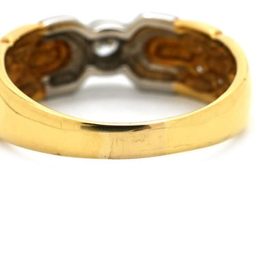 クリスチャン・ディオール Christian Dior ダイヤモンドリング イエローゴールド×プラチナシルバー K18YG Pt900 ダイヤモンド リング 指輪 Christian Dior Au750 K18 Pt900 コンビ ダイヤ1粒 1P 15号
