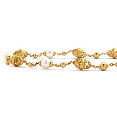 ミキモト MIKIMOTO パール ホワイトパール×イエローゴールド K18YG パール ネックレス MIKIMOTO 真珠 Au750 18K 18金 ロングネックレス ブレス 2WAY コンバーチブル