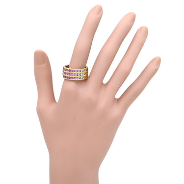 ノンブランド NON BRAND サファイア ダイヤモンド デザインリング ピンク×ブルー×イエロー×イエローゴールド K18YG サファイア ダイヤモンド リング 指輪 ピンク 青 黄 Au750 18K YG 16.5号