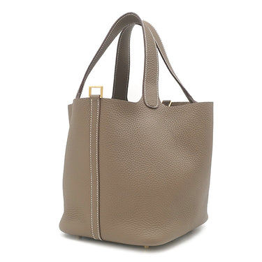 エルメス HERMES ピコタンロックMM エトゥープ トリヨンクレマンス ハンドバッグ ゴールド金具 グレージュ