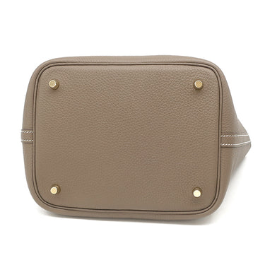 エルメス HERMES ピコタンロックMM エトゥープ トリヨンクレマンス ハンドバッグ ゴールド金具 グレージュ