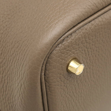 エルメス HERMES ピコタンロックMM エトゥープ トリヨンクレマンス ハンドバッグ ゴールド金具 グレージュ