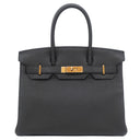 エルメス HERMES バーキン30 ブラック トゴ ハンドバッグ ゴールド金具 黒