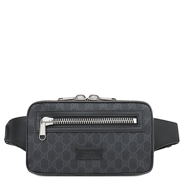 グッチ GUCCI ソフト ベルトバッグ 474293 ブラック GGスプリームキャンバス ボディバッグ シルバー金具 ウェブライン ウエストバッグ