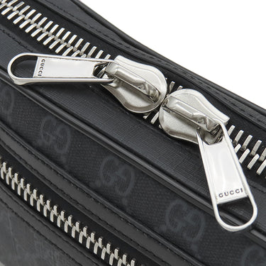 グッチ GUCCI ソフト ベルトバッグ 474293 ブラック GGスプリームキャンバス ボディバッグ シルバー金具 ウェブライン ウエストバッグ