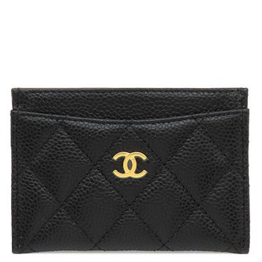シャネル CHANEL クラシック AP0213 ブラック レザー キャビアスキン カードケース ゴールド金具 黒 パスケース 名刺入れ