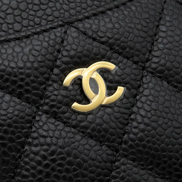 シャネル CHANEL クラシック AP0213 ブラック レザー キャビアスキン カードケース ゴールド金具 黒 パスケース 名刺入れ
