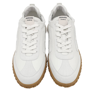 エルメス HERMES ジェット ナッパ H242923ZH90400 白 レザー トワルテクニック シェーヴルヴェロア #40 スニーカー 新品 未使用 Hロゴ