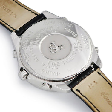 腕時計 ジェイコブ JACOB&CO 5タイムゾーン 47mm スカル JC-SKULLD クオーツ メンズ 純正全面ダイヤ 骸骨 ドクロ GMT