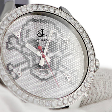 腕時計 ジェイコブ JACOB&CO 5タイムゾーン 47mm スカル JC-SKULLD クオーツ メンズ 純正全面ダイヤ 骸骨 ドクロ GMT