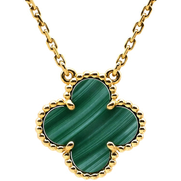 ヴァンクリーフアーペル Van Cleef & Arpels ヴィンテージ アルハンブラ VCARO9VA00 イエローゴールド×グリーン K18YG マラカイト ネックレス Au750 緑 マラカイト マット