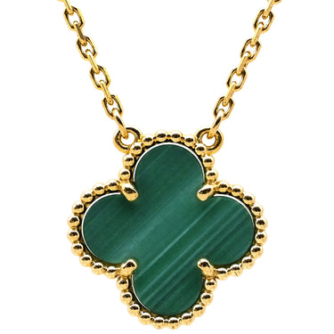 ヴァンクリーフアーペル Van Cleef & Arpels ヴィンテージ アルハンブラ VCARO9VA00 イエローゴールド×グリーン K18YG マラカイト ネックレス Au750 緑 マラカイト マット