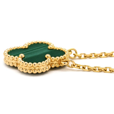 ヴァンクリーフアーペル Van Cleef & Arpels ヴィンテージ アルハンブラ VCARO9VA00 イエローゴールド×グリーン K18YG マラカイト ネックレス Au750 緑 マラカイト マット