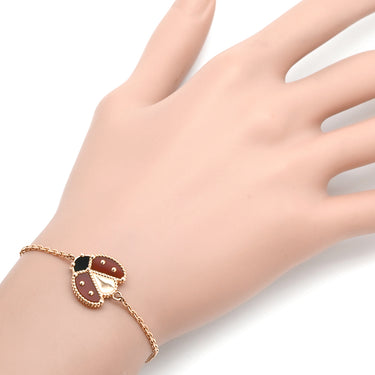 ヴァンクリーフアーペル Van Cleef & Arpels ラッキースプリング オープンウィング レディバグ VCARP7R100 ローズゴールド K18PG オニキス カーネリアン ブレスレット オニキス カーネリアン