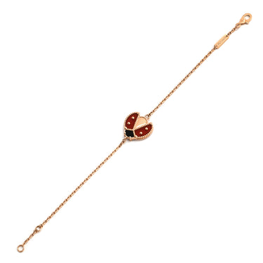 ヴァンクリーフアーペル Van Cleef & Arpels ラッキースプリング オープンウィング レディバグ VCARP7R100 ローズゴールド K18PG オニキス カーネリアン ブレスレット オニキス カーネリアン