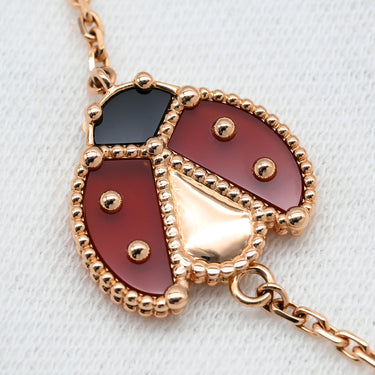 ヴァンクリーフアーペル Van Cleef & Arpels ラッキースプリング オープンウィング レディバグ VCARP7R100 ローズゴールド K18PG オニキス カーネリアン ブレスレット オニキス カーネリアン