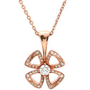 ブルガリ BVLGARI フィオレヴァー ピンクゴールド K18PG ダイヤモンド ネックレス Au750 K18PG パヴェ ダイヤ フラワーモチーフ オープンワーク