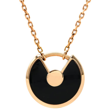 カルティエ Cartier アミュレット ドゥ カルティエ ピンクゴールド×ブラック K18PG ダイヤモンド オニキス ネックレス PG Au750 18K 18金 ダイヤ オニキス タリスマン