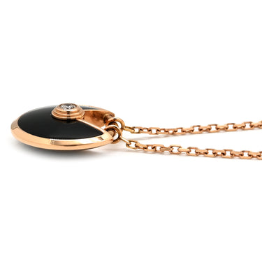 カルティエ Cartier アミュレット ドゥ カルティエ ピンクゴールド×ブラック K18PG ダイヤモンド オニキス ネックレス PG Au750 18K 18金 ダイヤ オニキス タリスマン