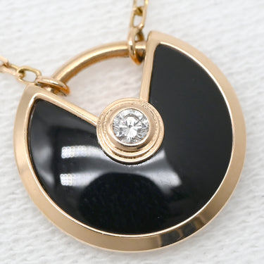 カルティエ Cartier アミュレット ドゥ カルティエ ピンクゴールド×ブラック K18PG ダイヤモンド オニキス ネックレス PG Au750 18K 18金 ダイヤ オニキス タリスマン
