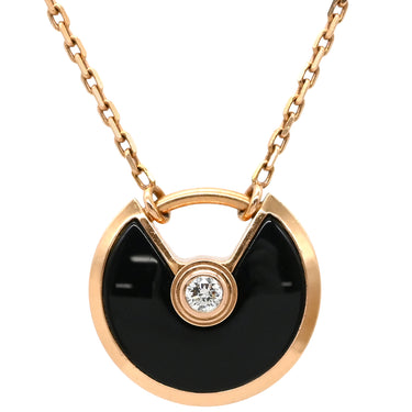カルティエ Cartier アミュレット ドゥ カルティエ ピンクゴールド×ブラック K18PG ダイヤモンド オニキス ネックレス PG Au750 18K 18金 ダイヤ オニキス タリスマン