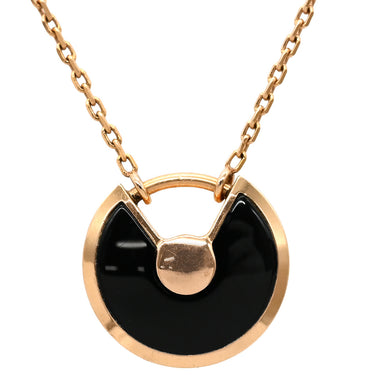 カルティエ Cartier アミュレット ドゥ カルティエ ピンクゴールド×ブラック K18PG ダイヤモンド オニキス ネックレス PG Au750 18K 18金 ダイヤ オニキス タリスマン