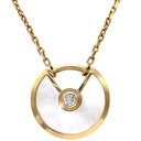 カルティエ Cartier アミュレット ドゥ カルティエ XS ホワイト×イエローゴールド K18YG ダイヤモンド ホワイトマザーオブパール ネックレス 1Pダイヤ 750 ホワイトシェル ラウンド