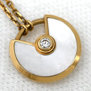カルティエ Cartier アミュレット ドゥ カルティエ XS ホワイト×イエローゴールド K18YG ダイヤモンド ホワイトマザーオブパール ネックレス 1Pダイヤ 750 ホワイトシェル ラウンド