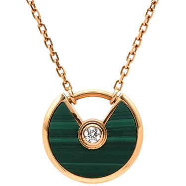 カルティエ Cartier アミュレット ドゥ カルティエ ピンクゴールド×グリーン K18PG ダイヤモンド マラカイト ネックレス K18PG Au750 18K 18金 ダイヤ マラカイト マット