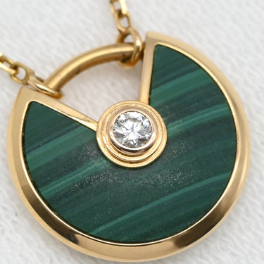 カルティエ Cartier アミュレット ドゥ カルティエ ピンクゴールド×グリーン K18PG ダイヤモンド マラカイト ネックレス K18PG Au750 18K 18金 ダイヤ マラカイト マット