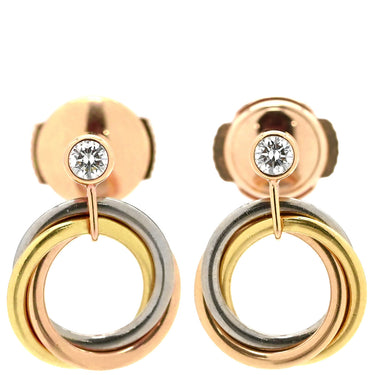 カルティエ Cartier トリニティ ダイヤ ホワイトゴールドXイエローゴールドXピンクゴールド K18YG K18PG K18WG ダイヤモンド GP(キャッチ片方) ピアス 1Pダイヤ 3連 18K 750 YG PG WG キャッチ片方他社品